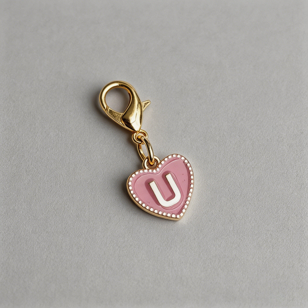 Heart Initial Keychain Charm - Shopdayla Wholesale - #5794