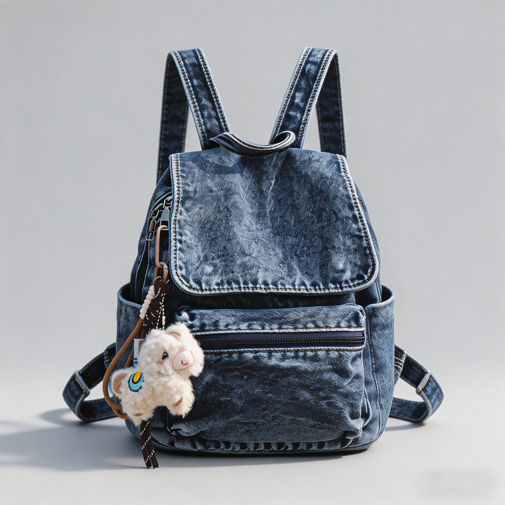 Washed Denim Backpack - Shopdayla Wholesale - #5842