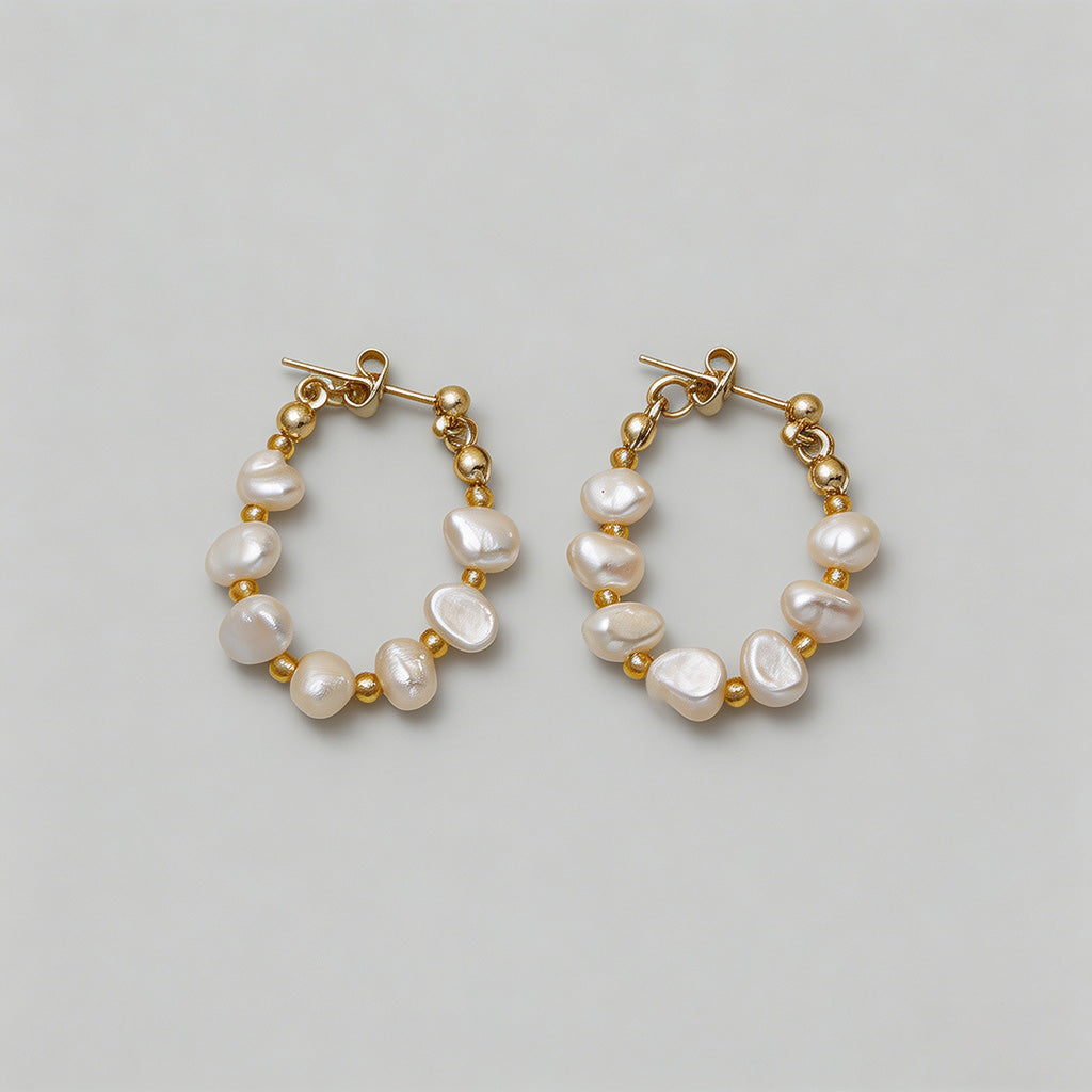 Dainty Pearl Hoop Earrings - Shopdayla Wholesale - #1906