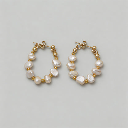 Dainty Pearl Hoop Earrings - Shopdayla Wholesale - #1906