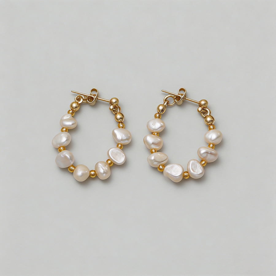 Dainty Pearl Hoop Earrings - Shopdayla Wholesale - #1906