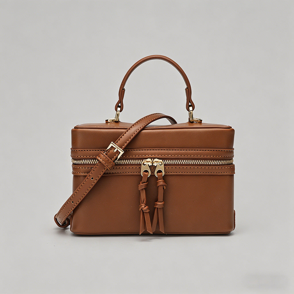 Canvas & Leather Boxy Crossbody Bag