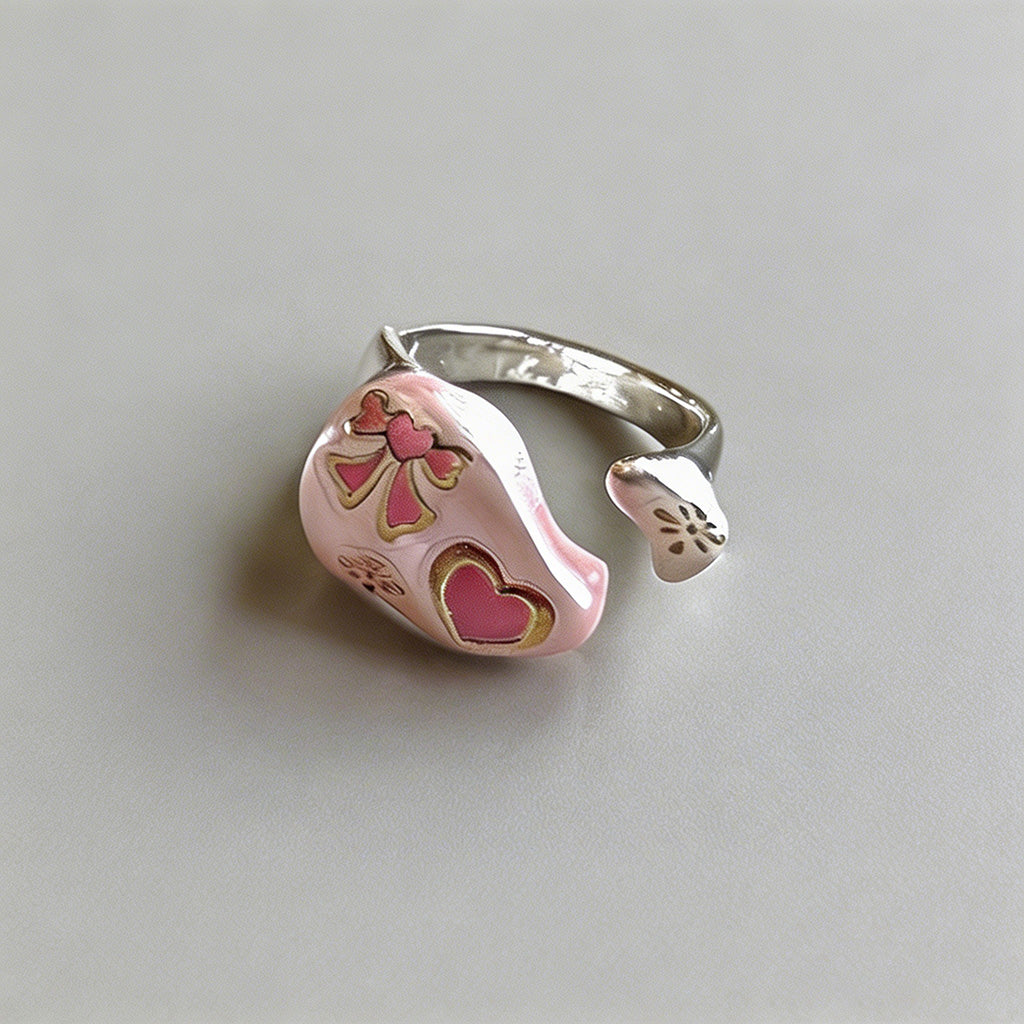 Pink Enamel Mother-of-Pearl He - Shopdayla Wholesale - #5778