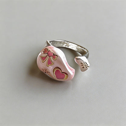 Pink Enamel Mother-of-Pearl He - Shopdayla Wholesale - #5778