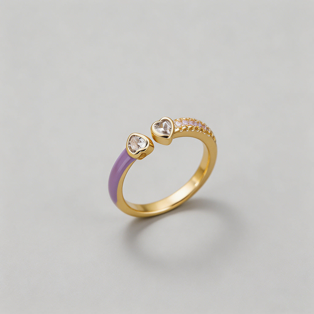 Colorful Enamel CZ Open Ring - Shopdayla Wholesale - #4018