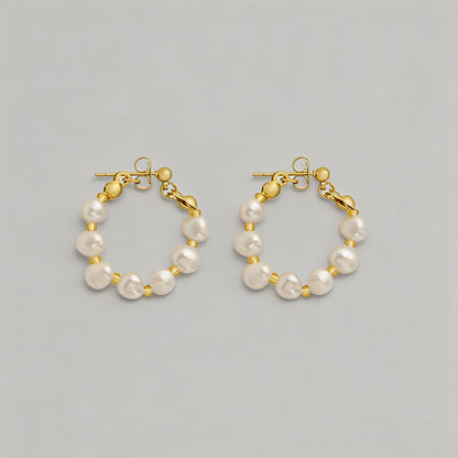 Dainty Pearl Hoop Earrings - Shopdayla Wholesale - #0210