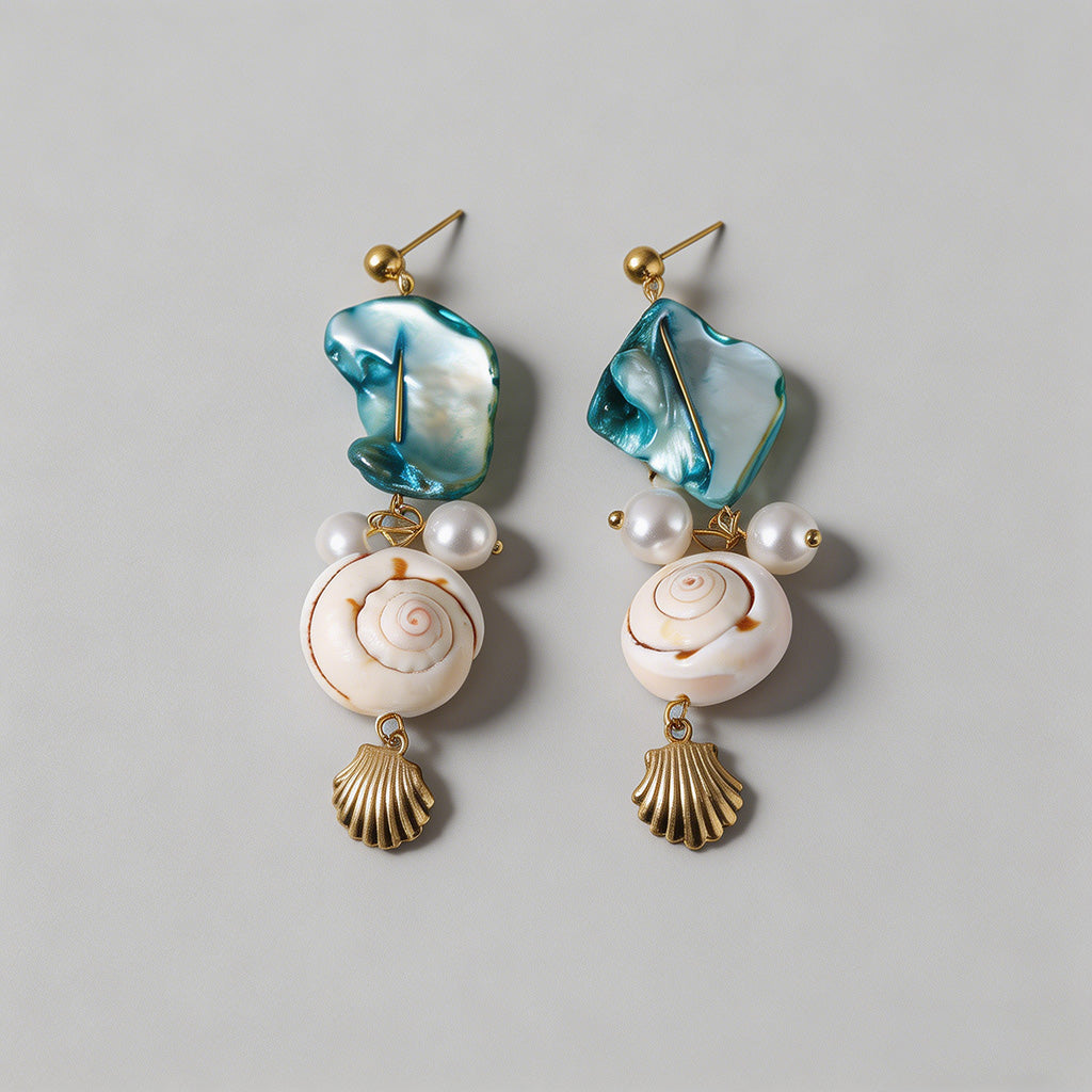 Blue Seashell & Pearl Jewelry Set