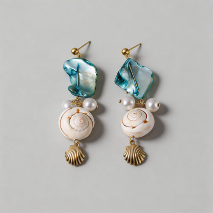 Blue Seashell & Pearl Jewelry - Shopdayla Wholesale - #9794