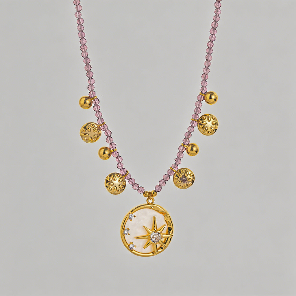 Dreamy Amethyst Moon Star Chok - Shopdayla Wholesale - #8882