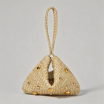 Vintage Studded Straw Triangle - Shopdayla Wholesale - #3138