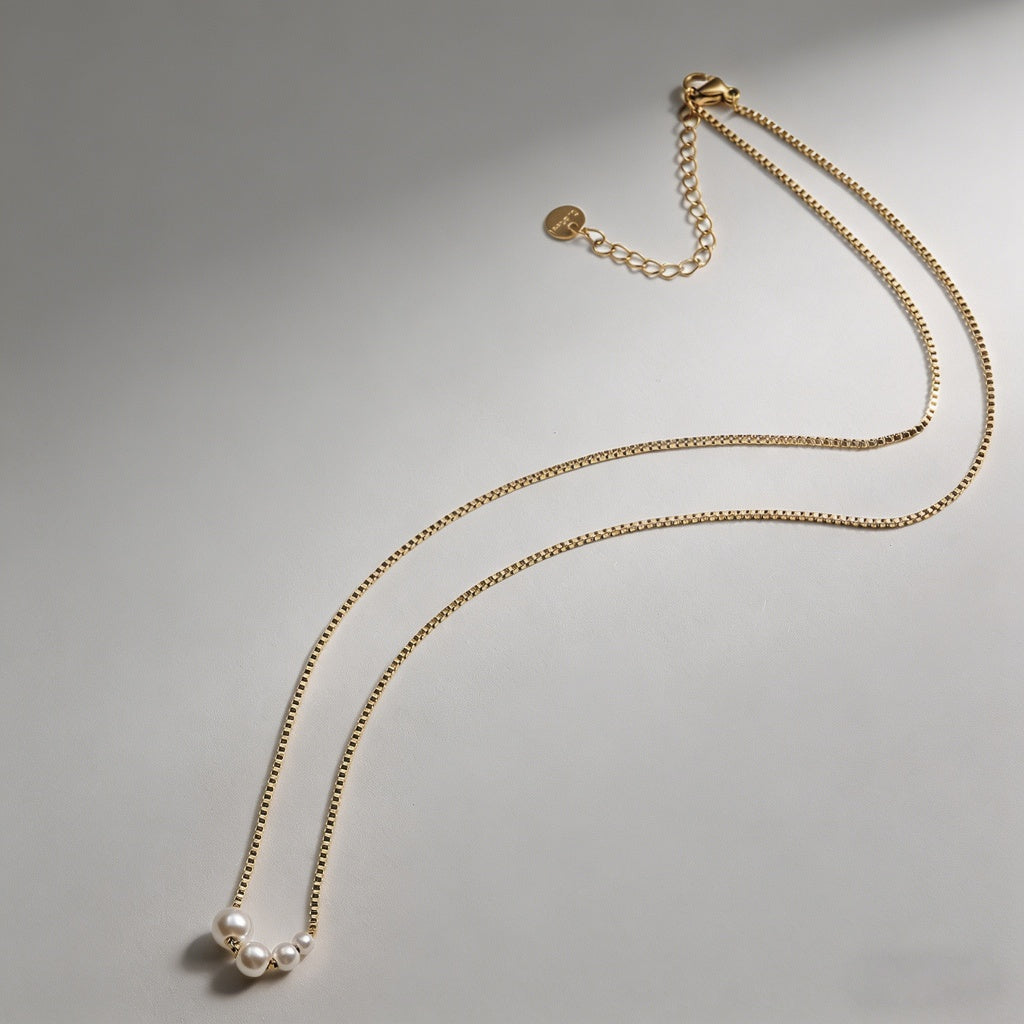 Pearl 18K Gold Plated Stainles - Shopdayla Wholesale - #4002