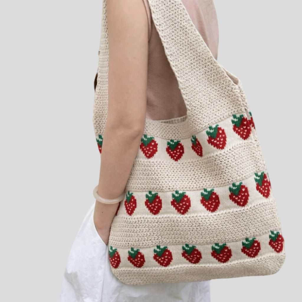 Strawberry Pattern Knitted Tot - Shopdayla Wholesale - #1042