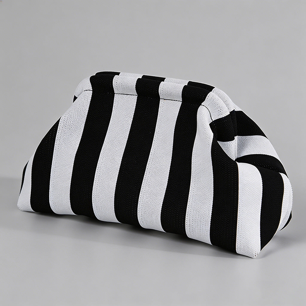 Block Striped Knit Cloud Bag - Shopdayla Wholesale - #6866