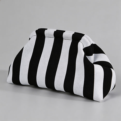 Block Striped Knit Cloud Bag - Shopdayla Wholesale - #6866