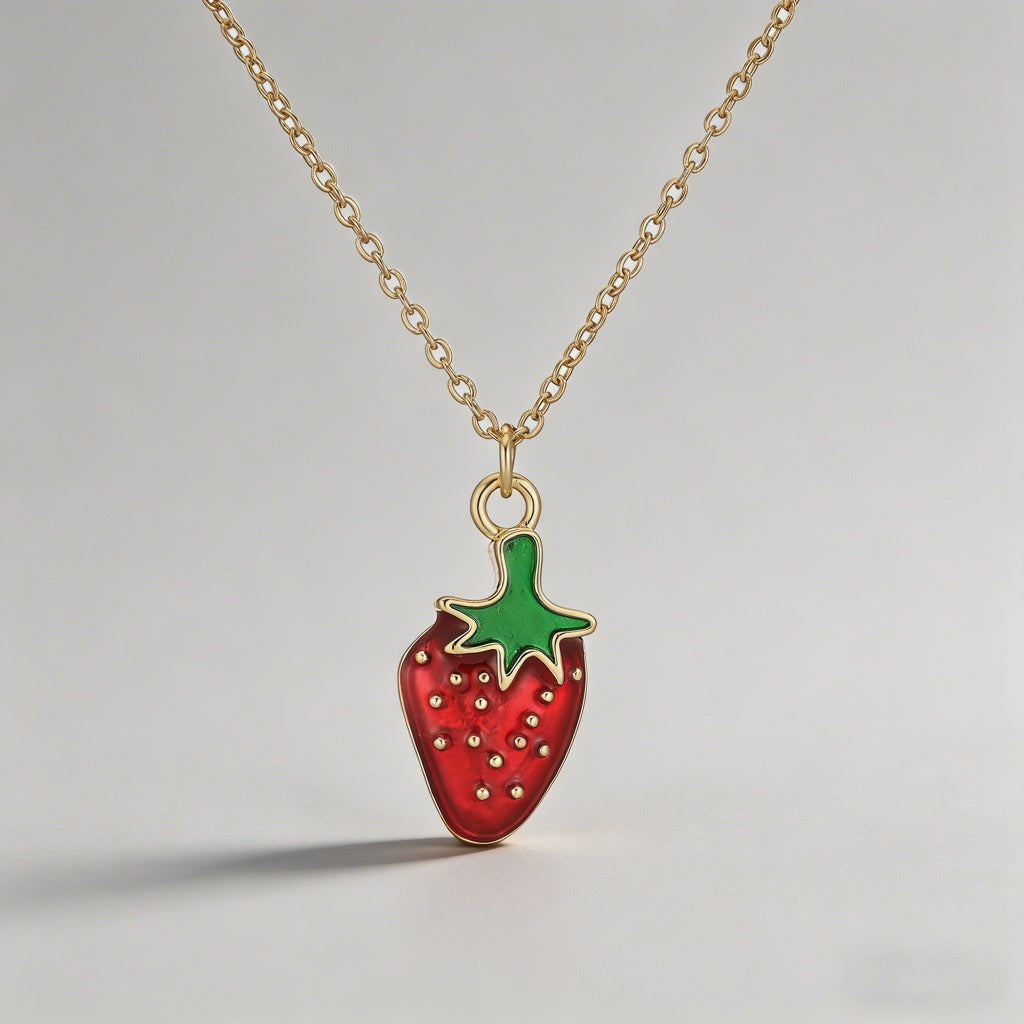 Vibrant Enamel Strawberry Pend - Shopdayla Wholesale - #2690