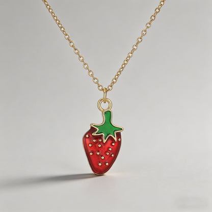Vibrant Enamel Strawberry Pend - Shopdayla Wholesale - #2690
