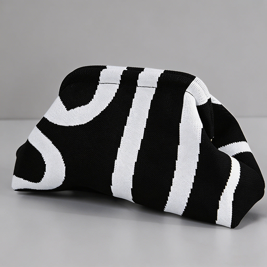 Block Striped Knit Cloud Bag - Shopdayla Wholesale - #7938