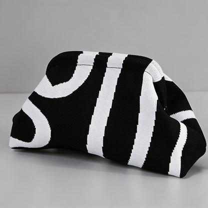 Block Striped Knit Cloud Bag - Shopdayla Wholesale - #7938