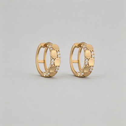 Checkerboard CZ Huggie Hoop Ea - Shopdayla Wholesale - #9826