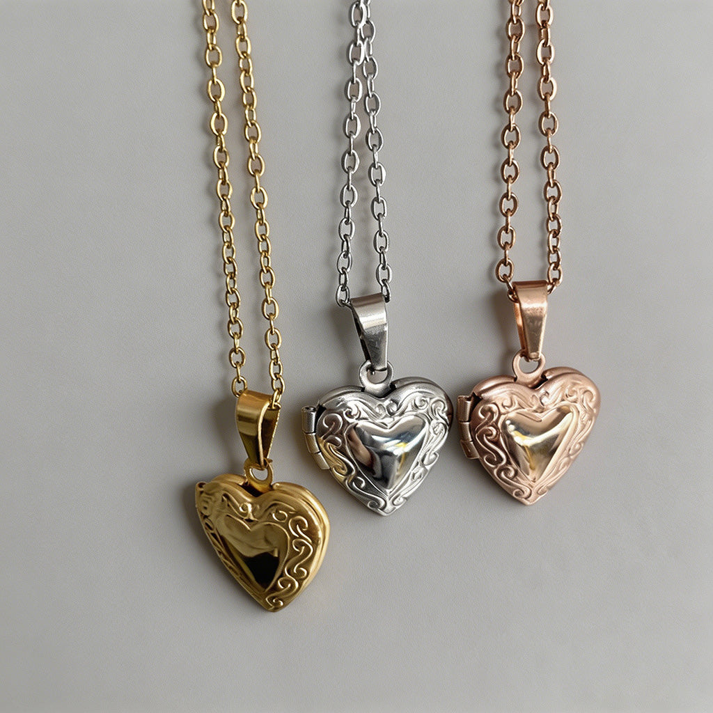 Engraved Heart Locket Necklace - Shopdayla Wholesale - #4242