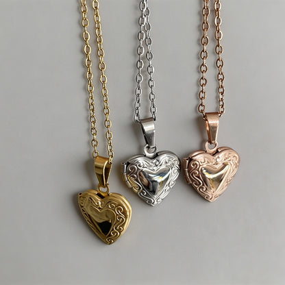 Engraved Heart Locket Necklace - Shopdayla Wholesale - #4242