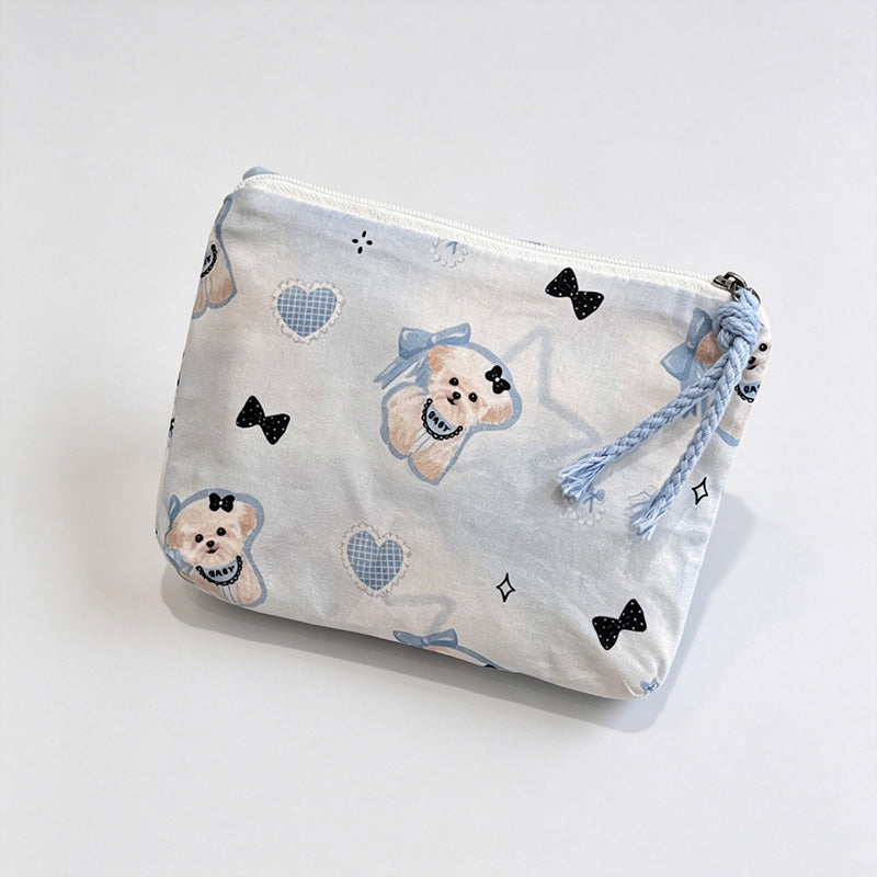 Everyday Puppy Print Fabric Pouch