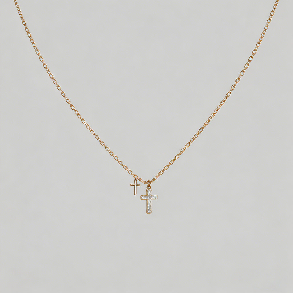 Double Cross Pendant Necklace - Shopdayla Wholesale - #9826