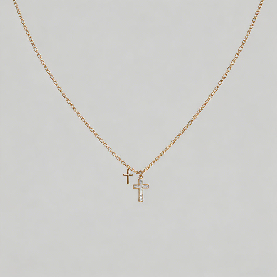Double Cross Pendant Necklace - Shopdayla Wholesale - #9826
