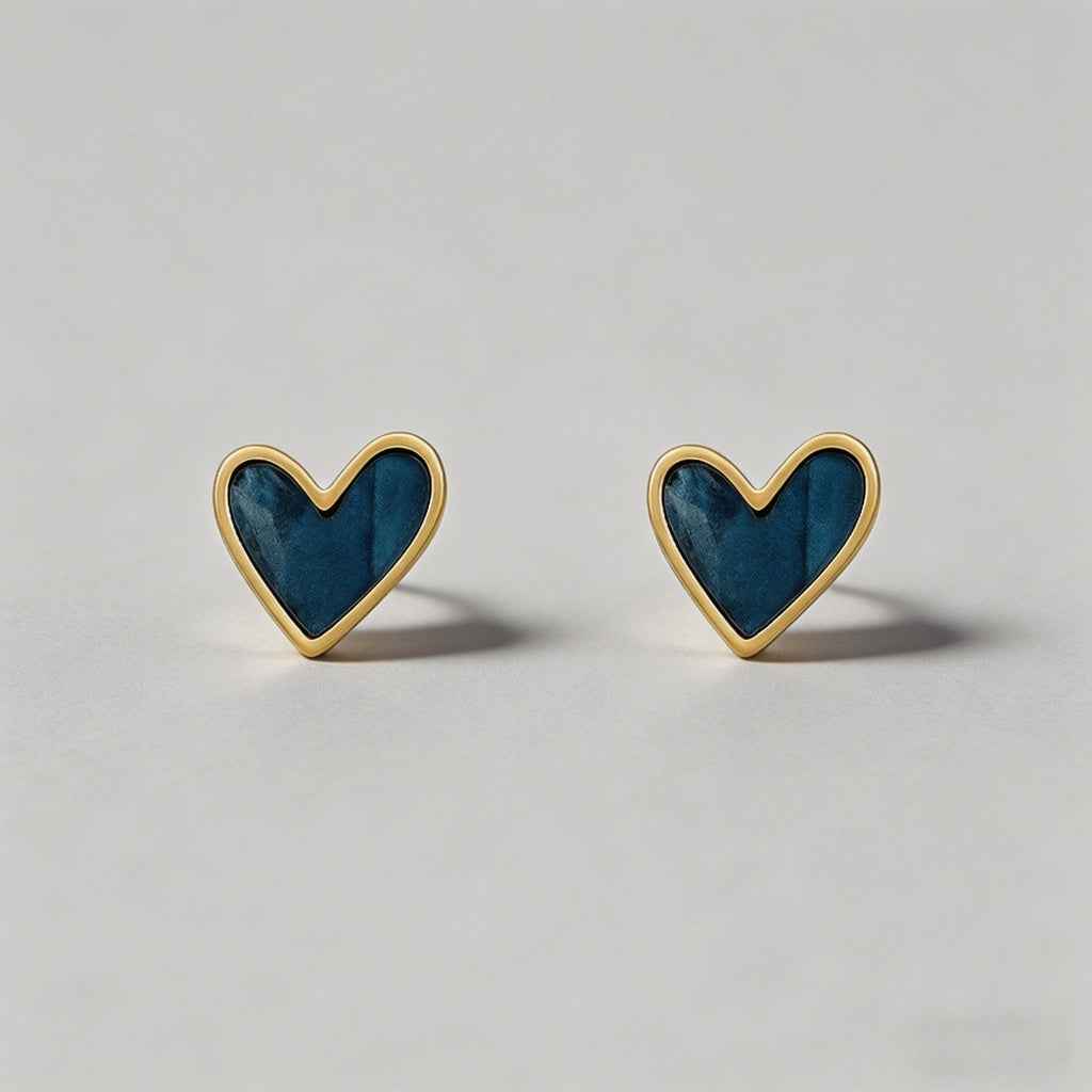Blue Heart 925 Silver Post Ear - Shopdayla Wholesale - #2978