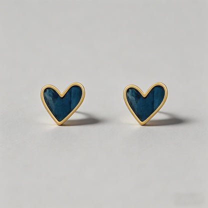 Blue Heart 925 Silver Post Ear - Shopdayla Wholesale - #2978