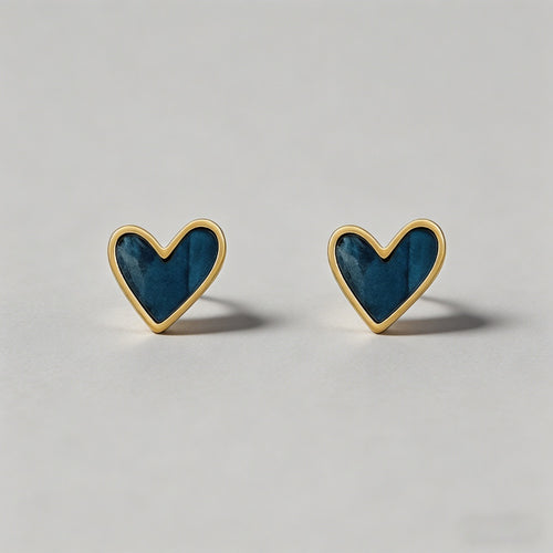 Blue Heart 925 Silver Post Ear - Shopdayla Wholesale - #2978