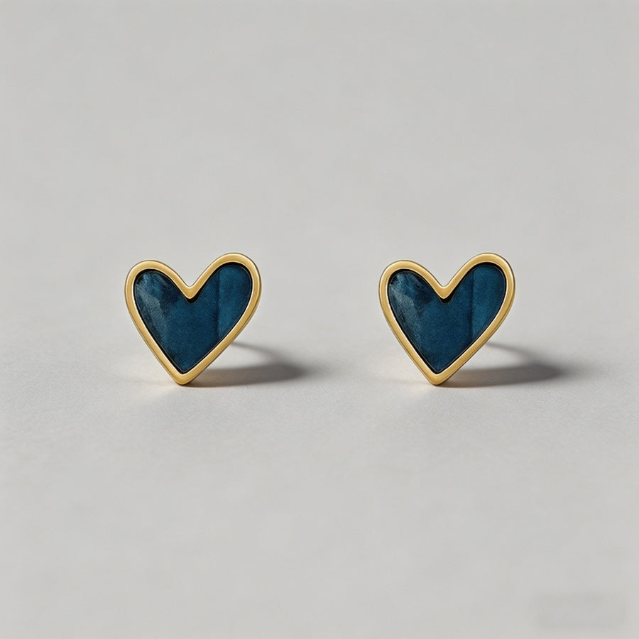 Blue Heart 925 Silver Post Ear - Shopdayla Wholesale - #2978
