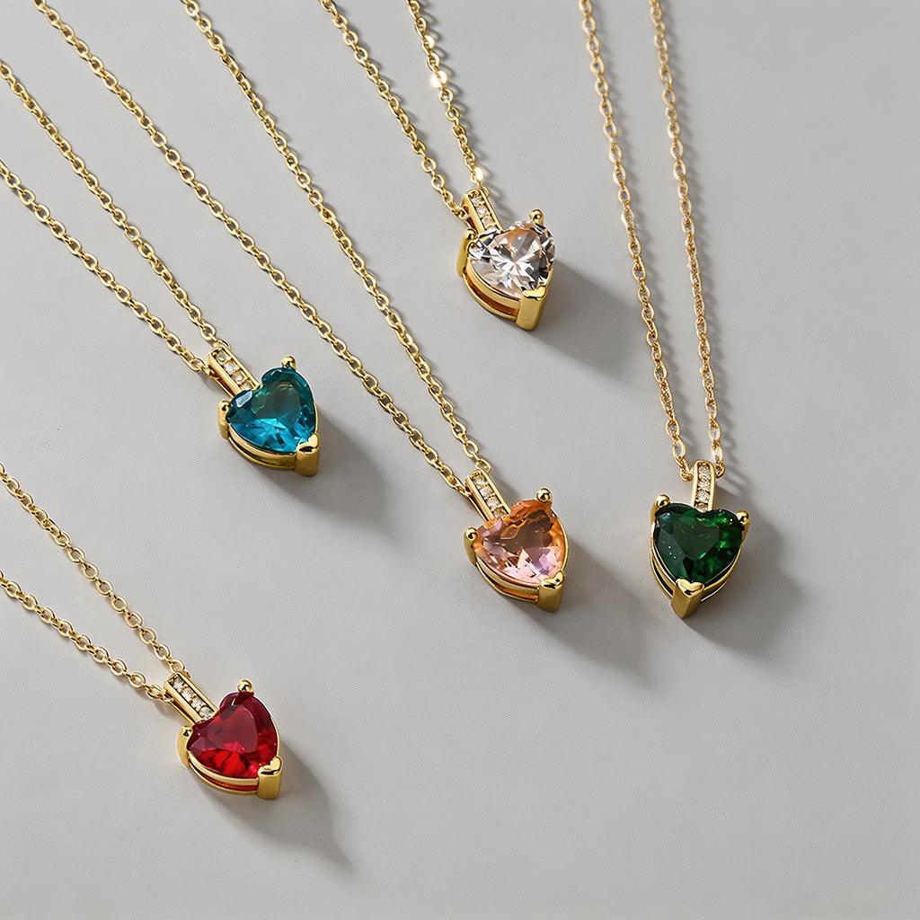 Heart-Shaped Multi-Color CZ Pe - Shopdayla Wholesale - #8098