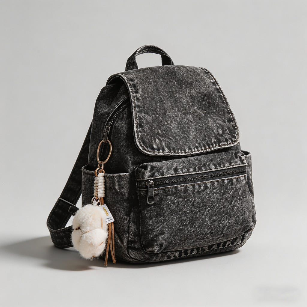 Washed Denim Backpack - Shopdayla Wholesale - #8610