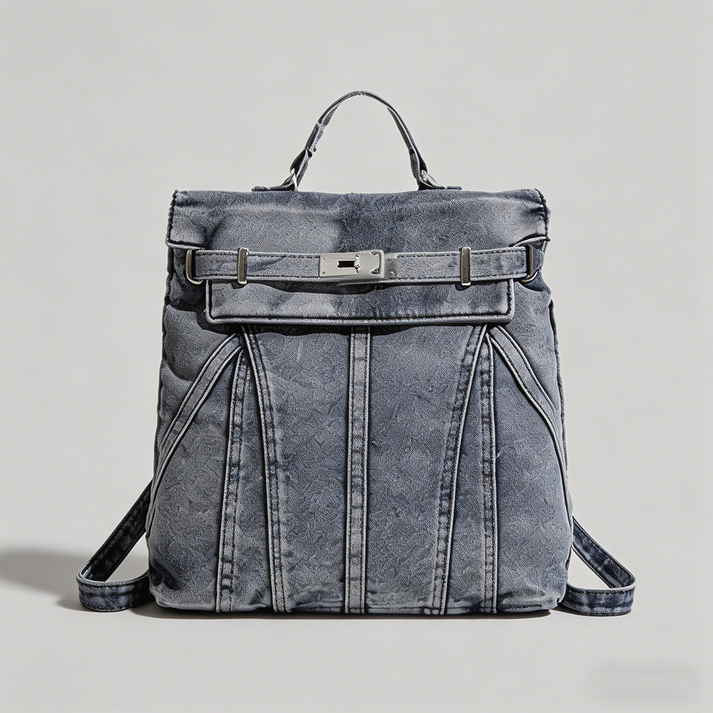 Vintage Washed Denim Convertible Backpack