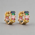 Rainbow Baguette CZ Huggie Hoo - Shopdayla Wholesale - #1234