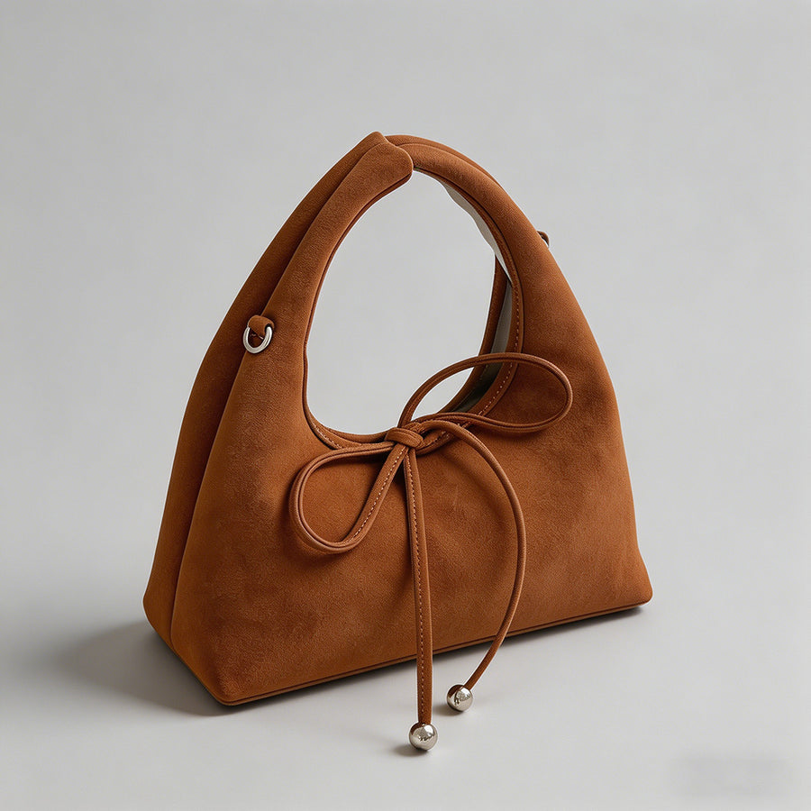 Faux Suede Bow Tie Hobo Undera - Shopdayla Wholesale - #1186