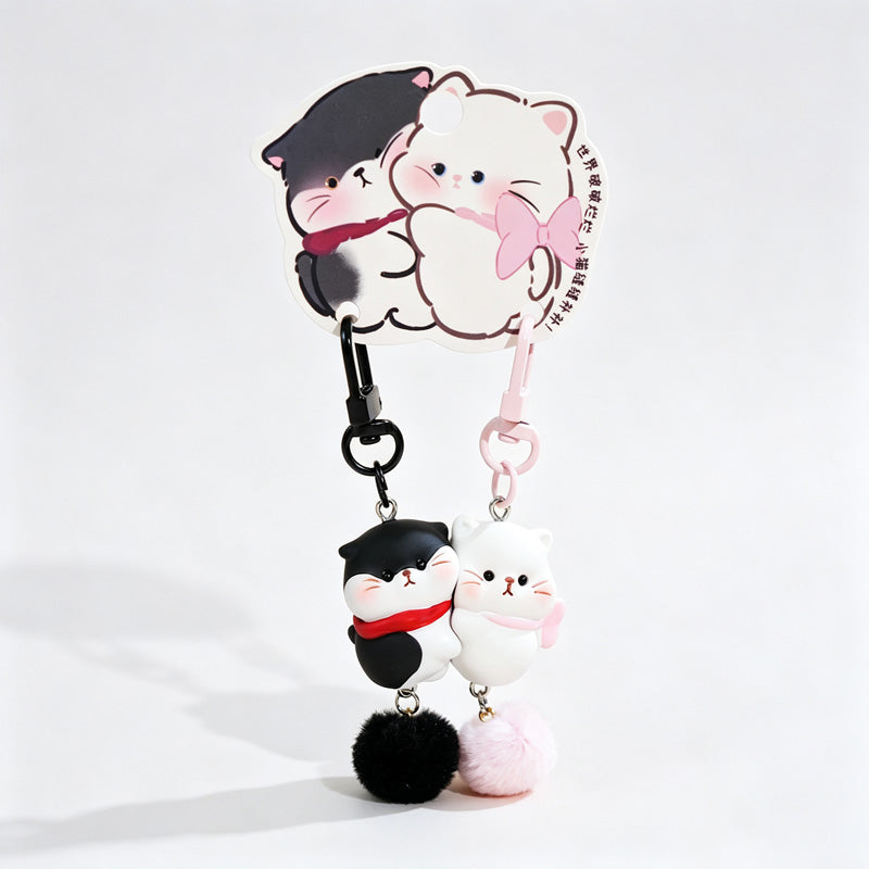 Resin Magnetic Cat Pair Keychain Set