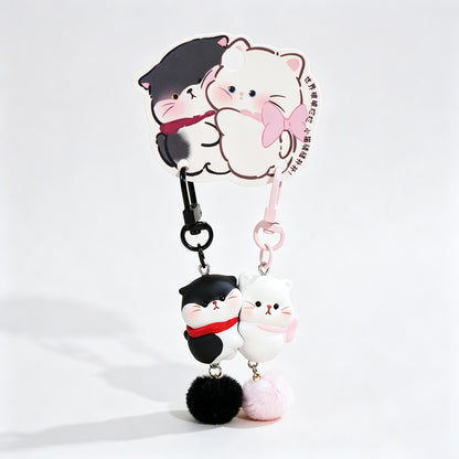 Resin Magnetic Cat Pair Keychain Set