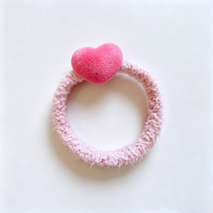 Heart Plush Decor Elastic Hair Tie