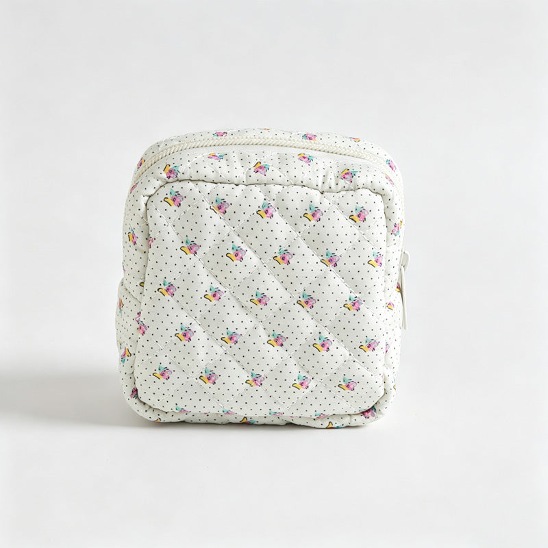 Floral Quilted Square Storage Pouch