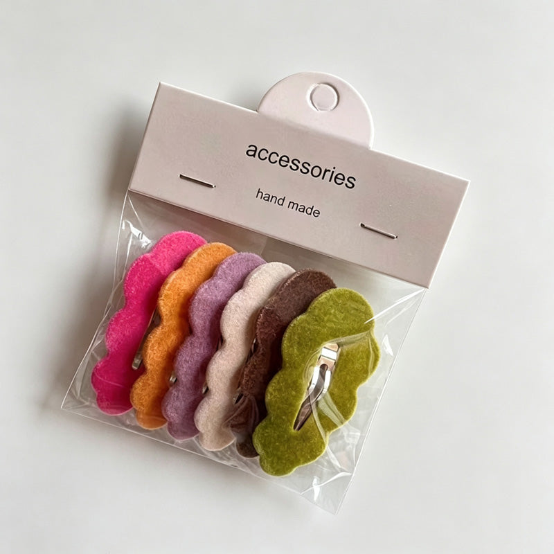 6PCS Kids Fabric BB Hair Clips Set