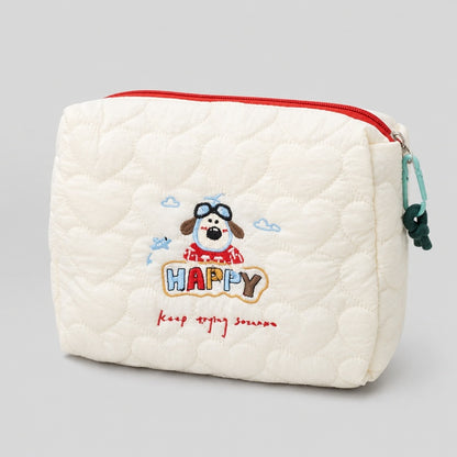 Puppy Embroidered Cosmetic Bag