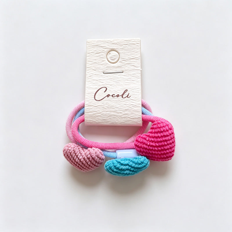 Fabric Heart Shape Hair Clips Ties