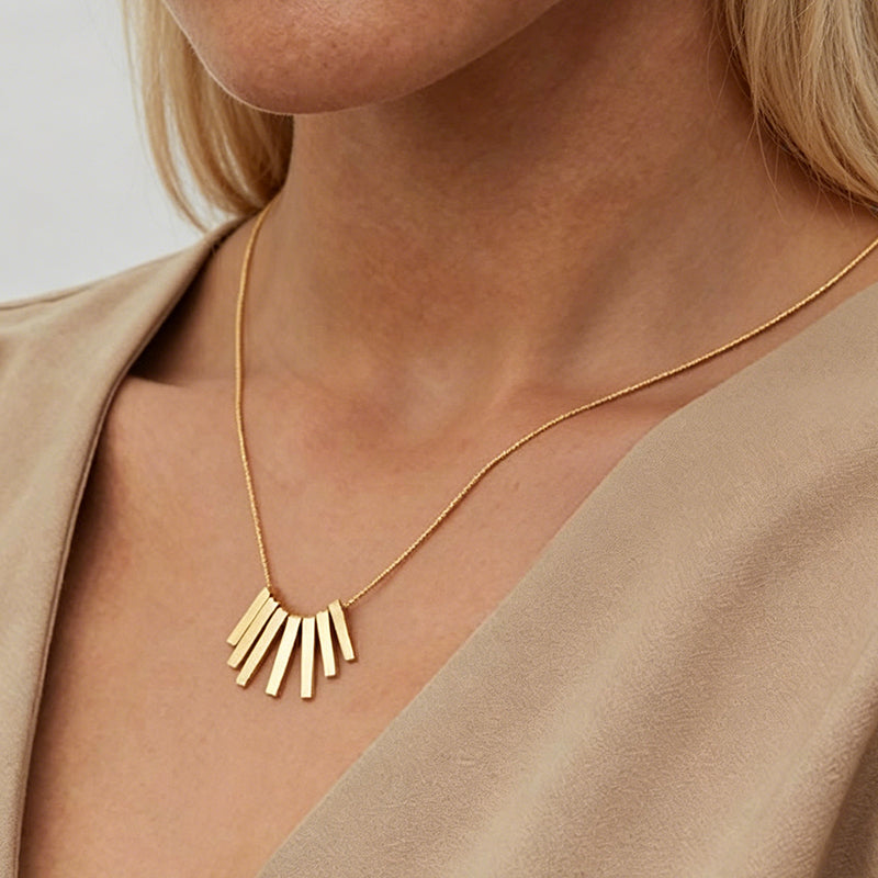 Minimalist Gold Bar Tassel Pendant Necklace