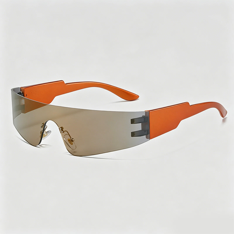 Rimless One Piece Wrap Around Sport Sunglasses
