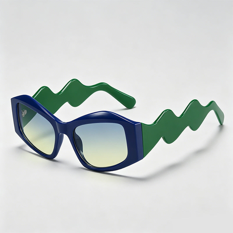 Wavy Temple Irregular Rectangle Sunglasses