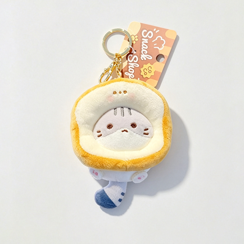 Food‑Outfit Cat Plush Keychain