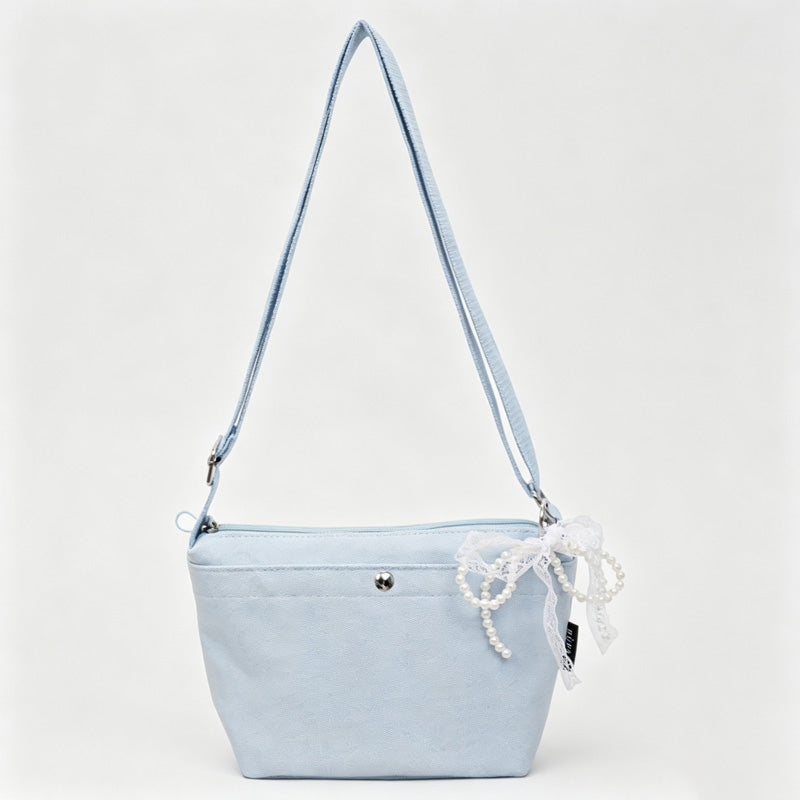 Canvas Crossbody Bag With Bow Charm