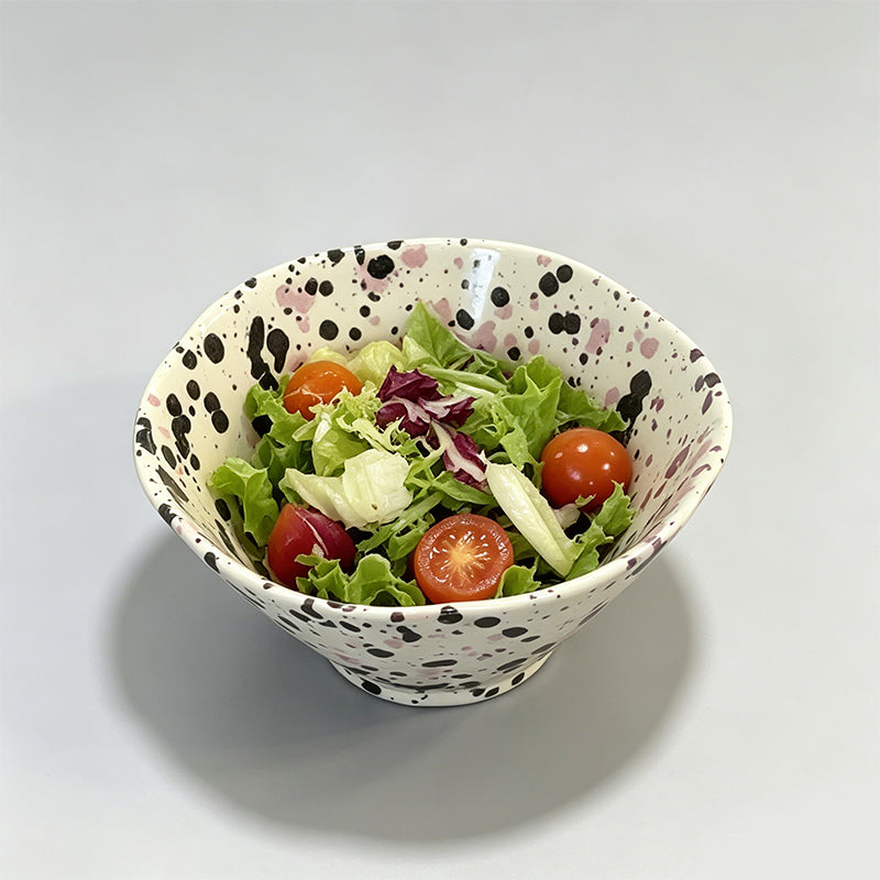 Underglaze Splash Ink Irregular Rim Ceramic Bowl